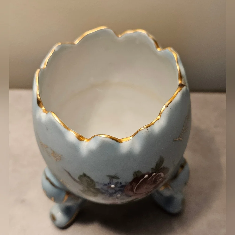 🔅Vintage Napcoware Porcelain Floral Footed Cracked Egg Vase Collectible Decor